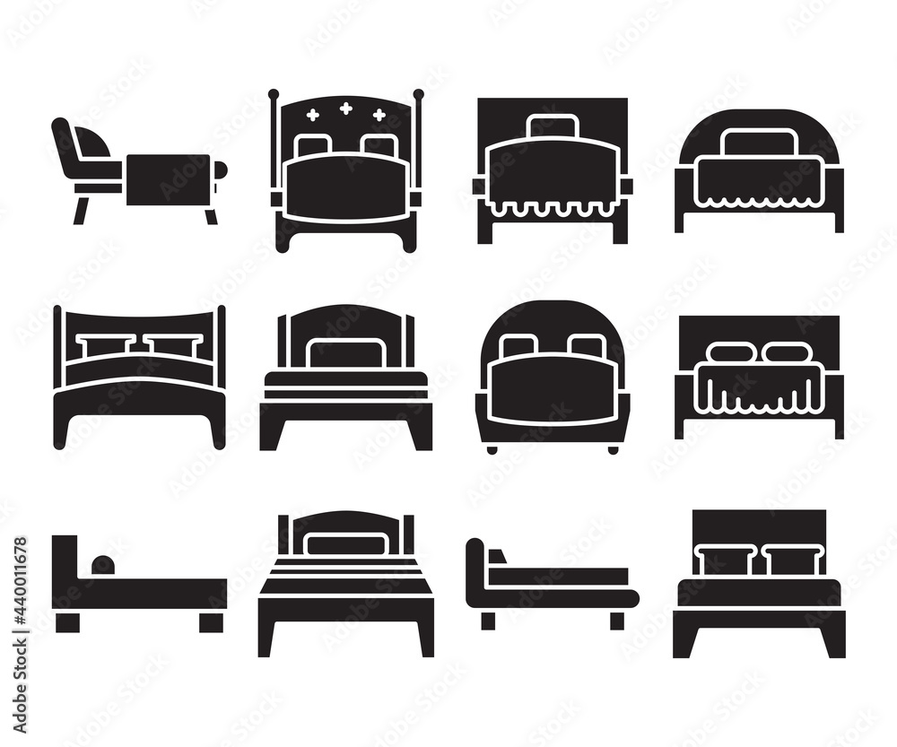 bed and mattress icons set vector bed and mattress icons set vector