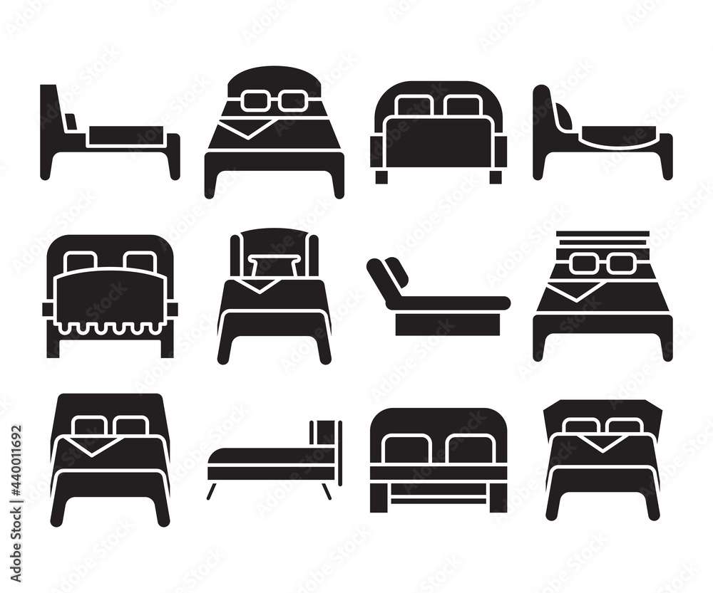 bed and mattress icons set vector bed and mattress icons set vector