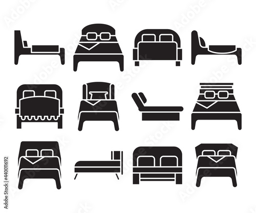 bed and mattress icons set vector