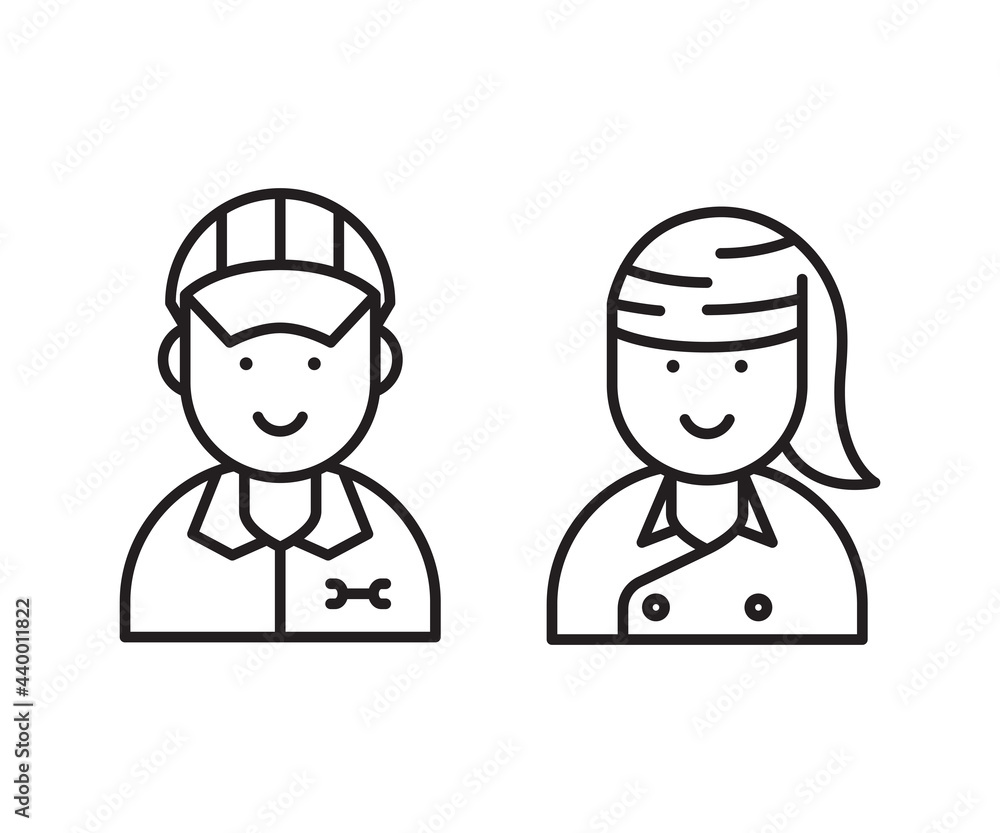 service man and chef profile avatar vector set service man and chef profile avatar vector set