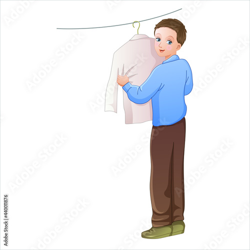 child hanging cloth vector art