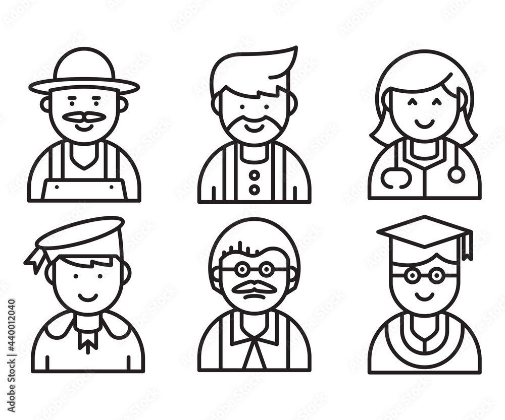 people and profession profile avatar vector set people and profession profile avatar vector set