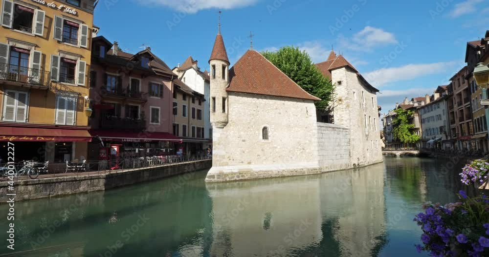 Annecy, Haute Savoie department, Auvergne-Rhône-Alpes, France. The Palais de l'Isle and Thiou river Annecy, Haute Savoie department, Auvergne-Rhône-Alpes, France. The Palais de l'Isle and Thiou river