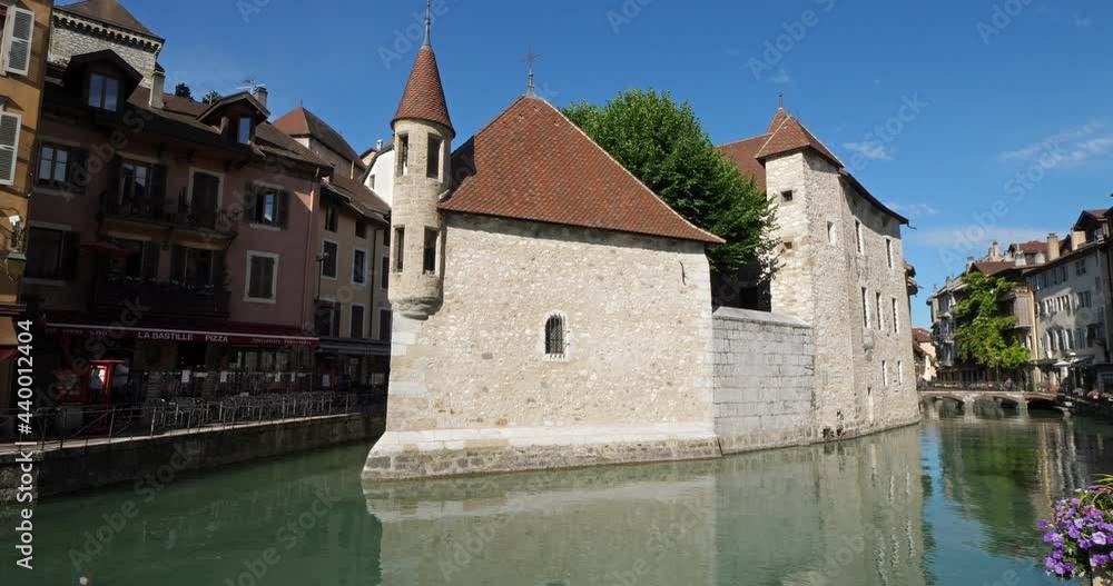Annecy, Haute Savoie department, Auvergne-Rhône-Alpes, France. The Palais de l'Isle and Thiou river Annecy, Haute Savoie department, Auvergne-Rhône-Alpes, France. The Palais de l'Isle and Thiou river