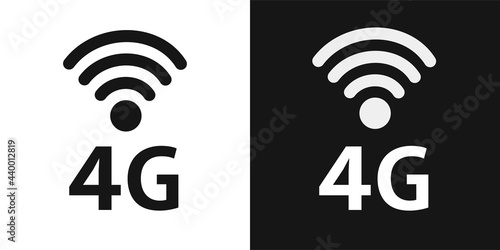 4g network technology wireless data transmission, high-speed internet. Icons set
