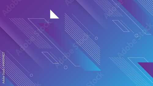 Abstract Modern Background with Vibrant Purple Blue Color Gradient and Memphis Element