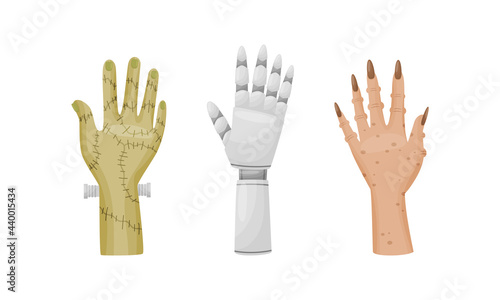 Hands and Paws of Fantastic Creatures and Monsters Vector Set