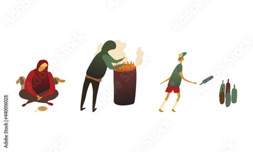 People Experiencing Negative Emotions Isolated on White Background Vector Set