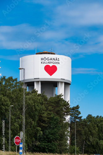 Hoganas, Sweden The Hoganas water tower at the entrance of town.