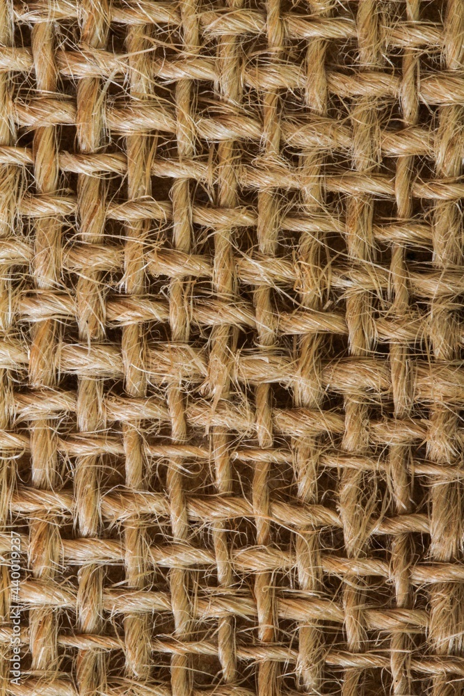 Gros plan des mailles, fibre de toile de jute Gros plan des mailles, fibre de toile de jute