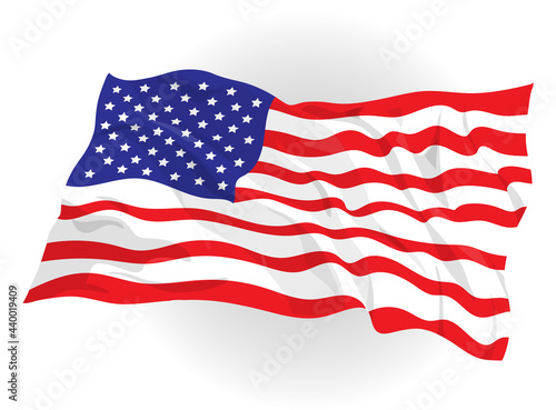 Illustrazione di bandiera americana che fluttua nell'aria