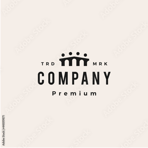 people bridge family team work hipster vintage logo vector icon illustration