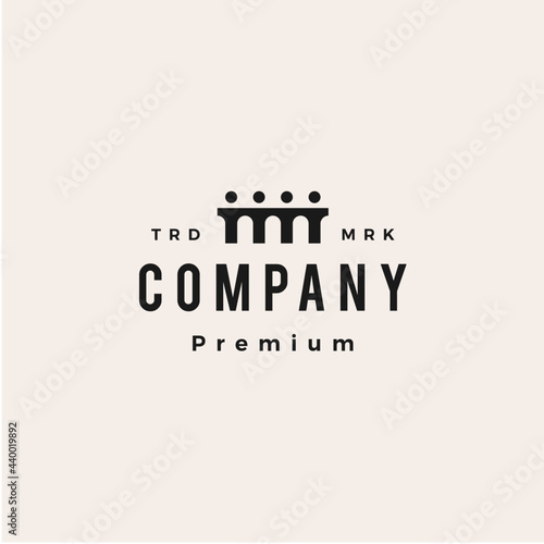 people bridge family team work hipster vintage logo vector icon illustration