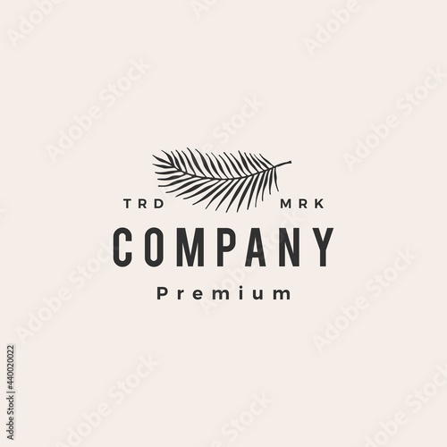palm leaf hipster vintage logo vector icon illustration