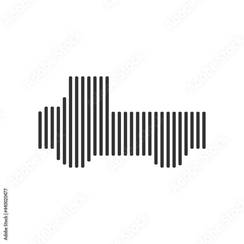 Truck black barcode line icon vector on white background.