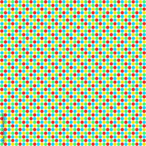 Punkte rot, blau, gelb und grün auf weißem Hintergrund