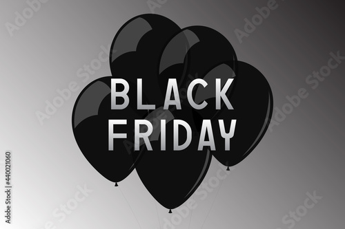 Black Friday poster. Helium balloons. Vector illustration.