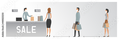 Black Friday 2021. Social distancing. Vector illustration.