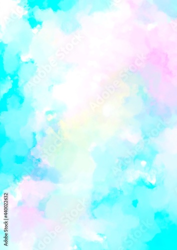 幻想的な滲む虹色の水彩テクスチャ背景 