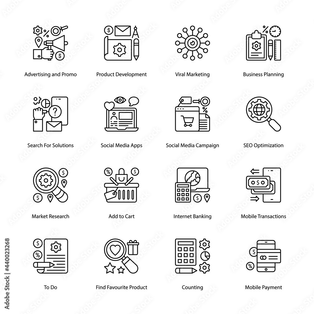 E-Commerce Outline Icons - Stroked, Vectors E-Commerce Outline Icons - Stroked, Vectors