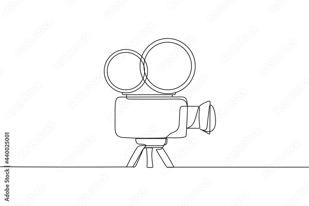 Continuous one line of video camera in silhouette on a white background.  Linear stylized.Minimalist. Stock Vector | Adobe Stock