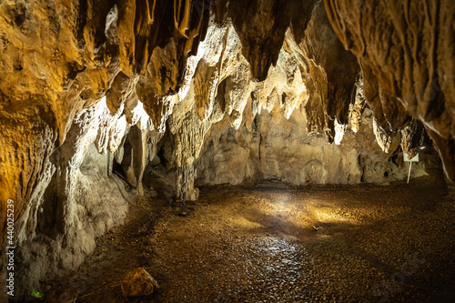 Stalactites and stalagmites in Pastena cave in Fronzinone in Lazio, Italy