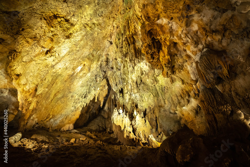 Stalactites and stalagmites in Pastena cave in Fronzinone in Lazio, Italy photo