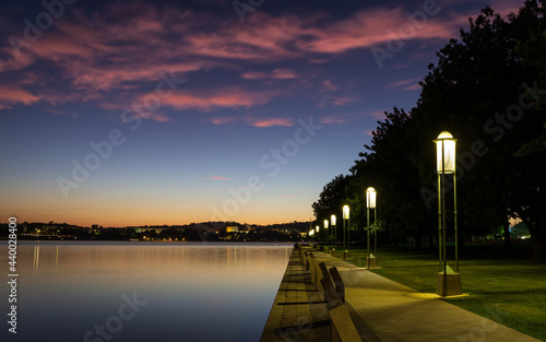 Early morning sunrise in Canberra next to Lake Burley Griffin