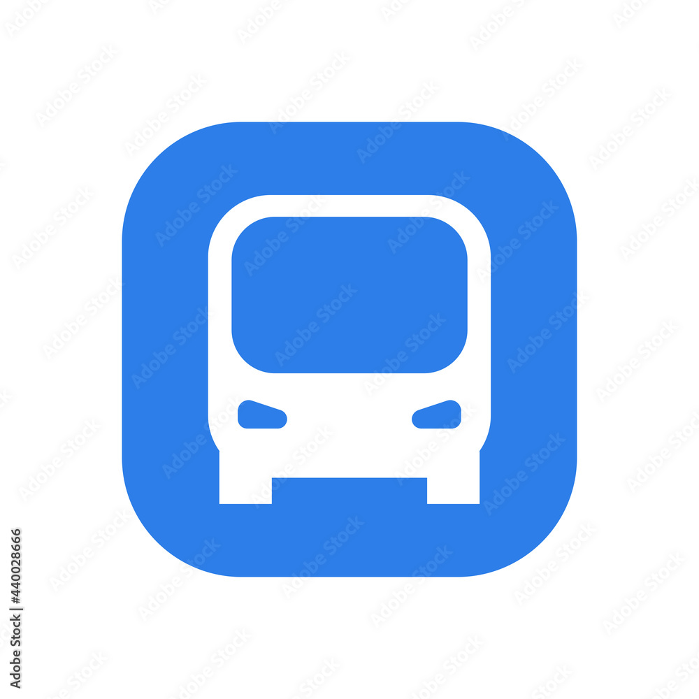 Bus icon vector illustration. Blue and white icon Bus icon vector illustration. Blue and white icon