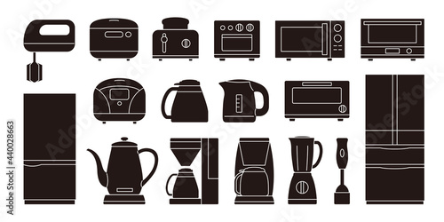 silhouette icon set for kitchen appliances