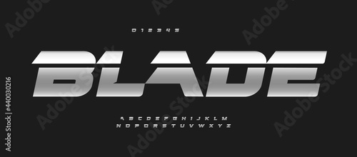 Foto Blade alphabet bold italic font letters