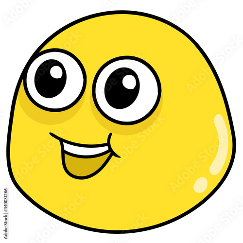yellow emoji head with cute chubby cheeks, doodle icon drawing