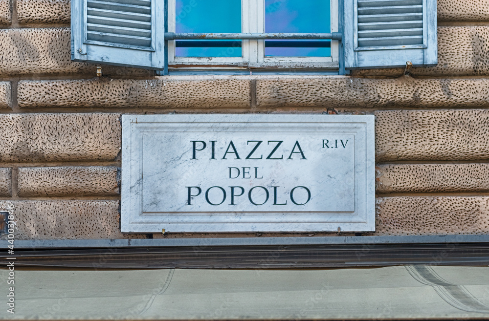 Street sign for Piazza del Popolo in Rome, Italy Street sign for Piazza del Popolo in Rome, Italy