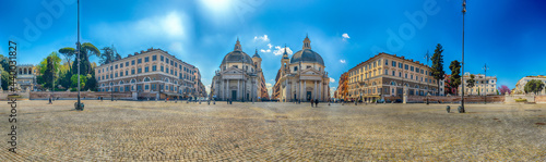 Photography View of the twin churches, Piazza del Popolo, Rome, Italy