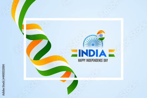 Indian Independence Day, 15th August Background Design with Abstract Tri Color ribbon