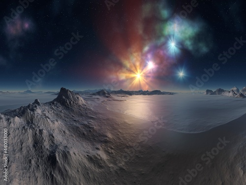 Beautiful and inspirational illustration of a sky stars landscape © Mila Agirre Photo