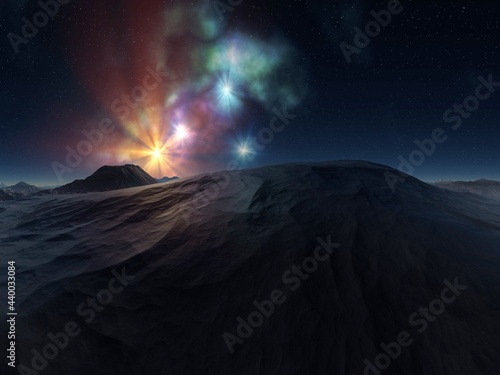 Beautiful and inspirational illustration of a sky stars landscape