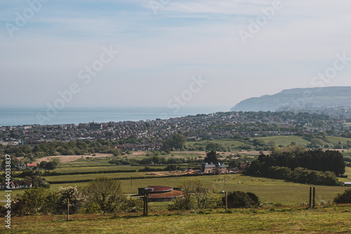 Sandown and Shanklin as seen from Brading Down, Isle of Wight, England