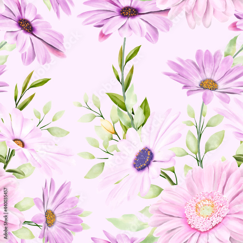 beautiful watercolor Chrysanthemum seamless pattern