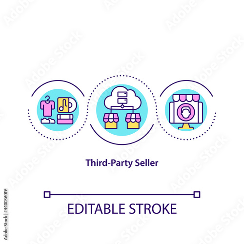 Third party seller concept icon. Reselling product online. Remote business strategy. Marketplace abstract idea thin line illustration. Vector isolated outline color drawing. Editable stroke