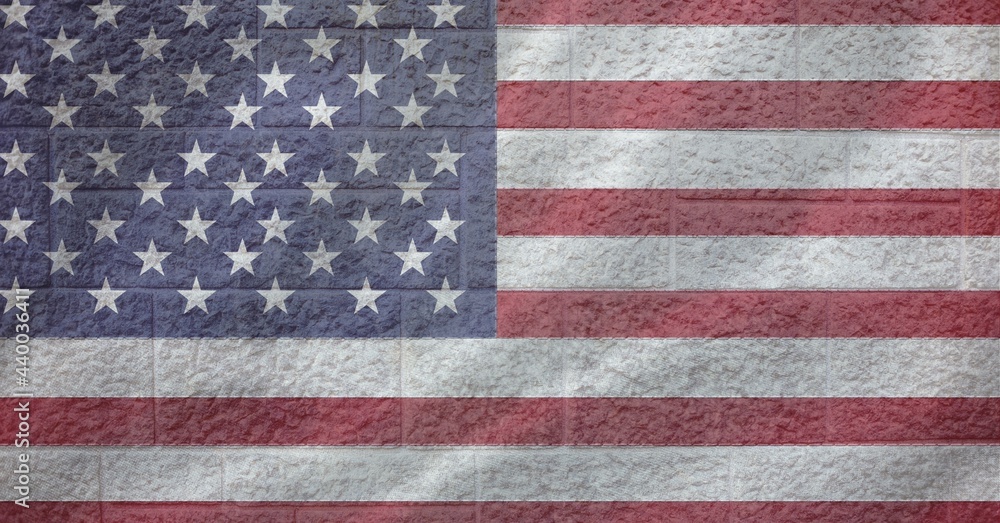Obraz premium Composition of american flag over brick wall