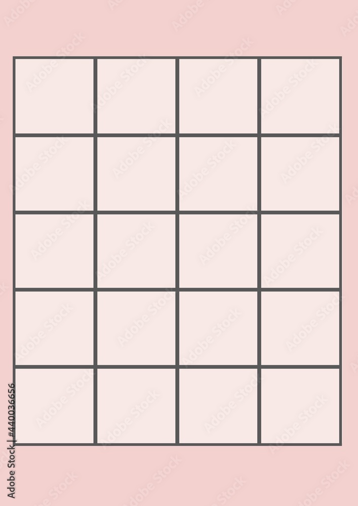 Composition of brown line square grid on pale pink background Composition of brown line square grid on pale pink background