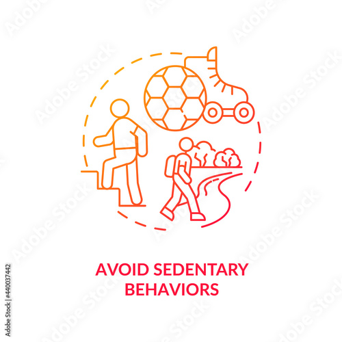 Avoid sedentary behaviors concept icon. Lazy lifestyle changing. Being more active during day. Health improve abstract idea thin line illustration. Vector isolated outline color drawing