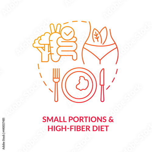 Small portions and high fiber diet concept icon. Eating in small devided portions. Healthy diet for diabetes abstract idea thin line illustration. Vector isolated outline color drawing