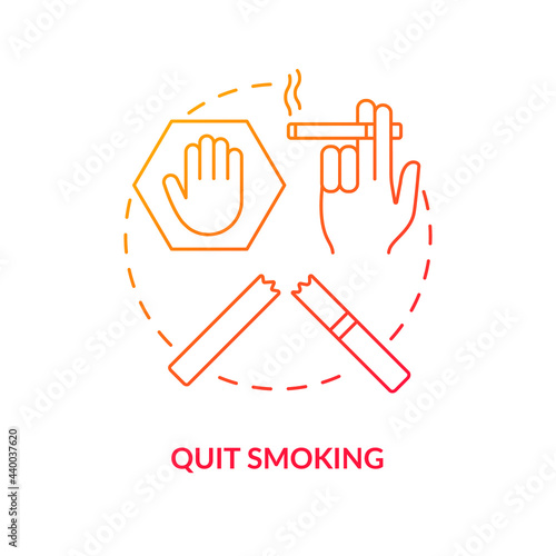 Quit smoking concept icon. Fight with unhealthy habits. Treatment of human healh problems. Organs problems abstract idea thin line illustration. Vector isolated outline color drawing