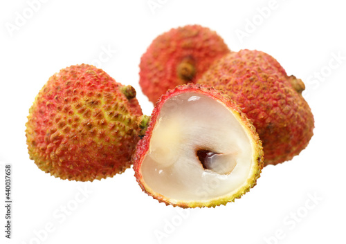 Fresh lychee (Litchi chinensis) isolated on white background photo