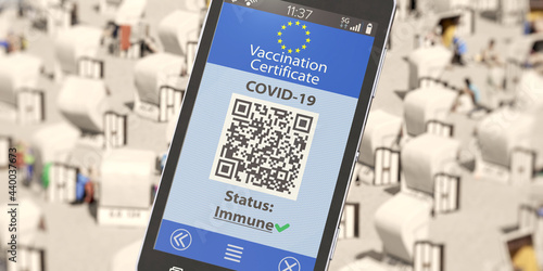Digitaler Impfausweis (Covid-19) wird auf Smartphone angezeigt photo