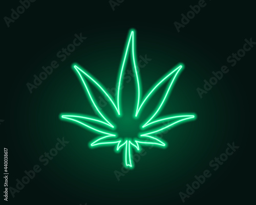 Cannabis neon sign Marijuana medical Night bright signboard Glowing Red Light logo Vector Illustration. Dark background