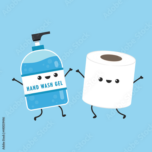 Alcohol gel and Tissue character design. Tissue vector.