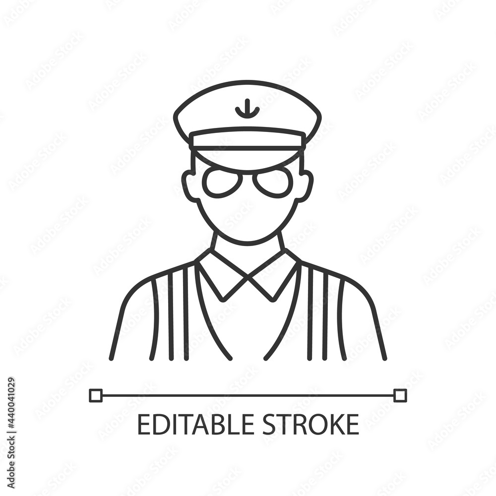 Cruise ship security linear icon. Protecting passengers during vacations. Problems prevention. Thin line customizable illustration. Contour symbol. Vector isolated outline drawing. Editable stroke Cruise ship security linear icon. Protecting passengers during vacations. Problems prevention. Thin line customizable illustration. Contour symbol. Vector isolated outline drawing. Editable stroke